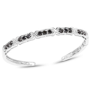 1.88 ct Genuine Black Diamond .925 Sterling Silver Bangle